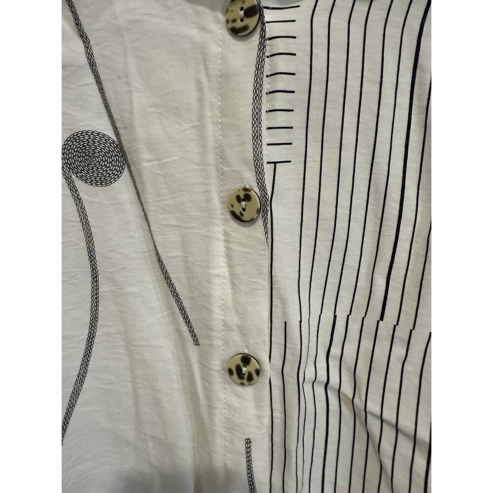 Northstyle Blouse Womens Sz 2X Black White Abstract Button Up Roll Tab Sleeve - Picture 5 of 9